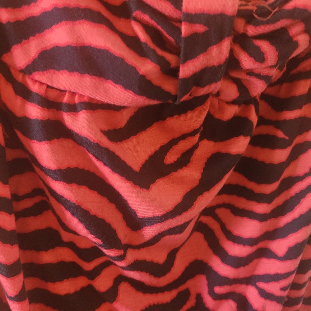 No boundaries Red & black zebra print halter dress. Brown & red beading. - Picture 4 of 9